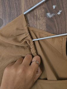 Brown Linen Khaki Colored Dress