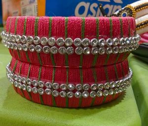 Pink &amp; Silver Bangles