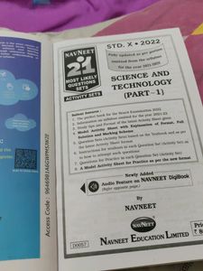Standard X Navneet Science And Technology (Part 1) 21 Most Likely Question Sets 2022