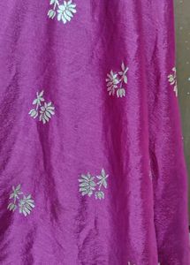 Magenta Dupatta with Silver Embroidery
