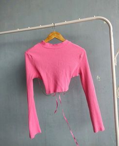 Backless Top With Rhinestones Details