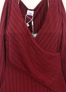 Burgundy Ribbed Dress