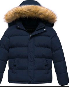 Navy Puffer Coat with Fur Hood New Jecket