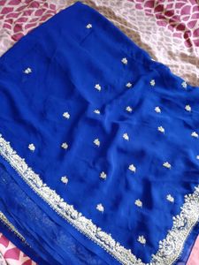 Royal Blue Embellished Saree