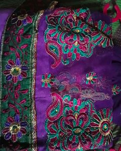 Purple Embroidered Saree