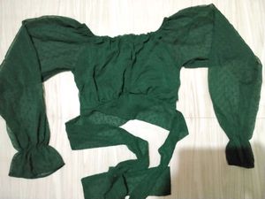 Green Sheer Long Sleeve Top