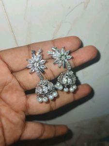 Elegant Silver Jhumka Earrings