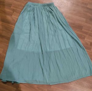 Teal Pleated Midi Skirt