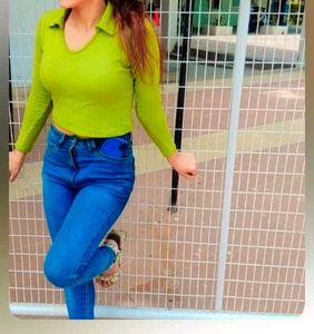 Full Sleeve Crop Collar T Shirt