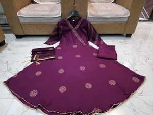 Wine Colour Designer Gown