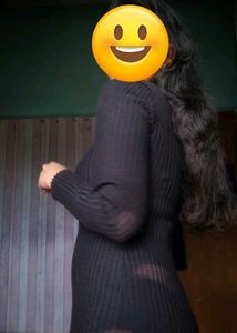 Black Ribbed Knit Dress