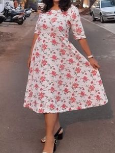 Pink & White Floral Cotton Dress