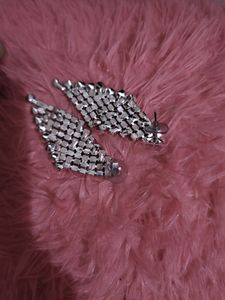 Silver Studded Necklace Set With Earrings