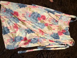 Floral Print Knot Strips &amp; Slit Dress