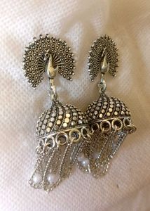 silver jhumkas