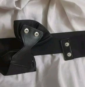 Black Bow Rubber Waist Belt