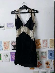 Velvet Black Backless Dress