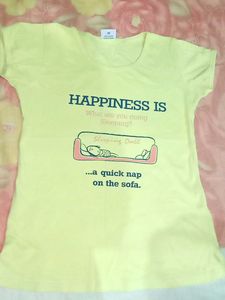 Yellow 'Happiness is Sleeping' Tee
