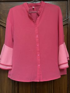 Pink Layered Sleeve Blouse