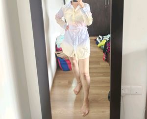 Multi-pastel Colored Sober Shirt Dress
