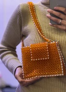 Orange Beaded Shoulder Bag