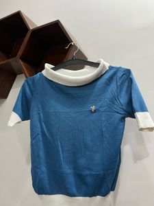 Blue & White crop Top