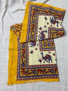 Single Pure Cotton Bedsheet with Camel pattern