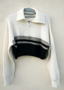 Striped Cropped Knit Sweater