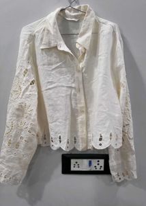 Elegant White Chickenkari Top