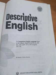 Descriptive English Sp Bakshi,ARIHANT Publications