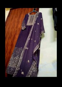 Elegant Purple Ethnic Anarkali Set
