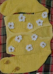 Handmade multicolour crochet top and cardigan for winters