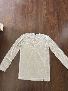 Gray Long Sleeve Henley Shirt