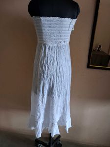 White Strapless Midi Dress