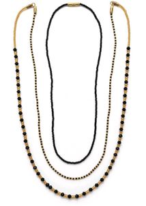 3 Beaded Mangalsutra Necklaces With 2-6 Bangles