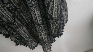 Black Patterned Pom-Pom Kaftan
