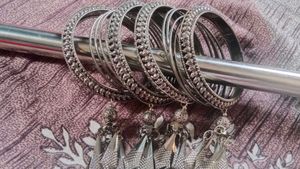 Silver Bangles with Dangling Charms