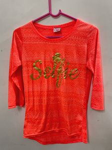 Orange Neon Colour Tshirt For Women