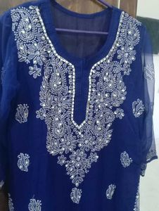A blue Chikankari kurti.😍