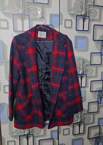 Red &amp; Blue Plaid Blazer