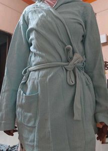 Cozy Blue Waffle Knit Bathrobe