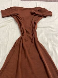 Brown Ribbed Bodycon