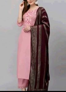 Stylish Cotton Kurta , Bottom And Dupatta Set