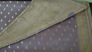 Lavender Saree With Intricate Design Gold Border