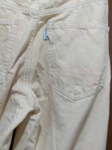 Cream Wide Leg Jeans