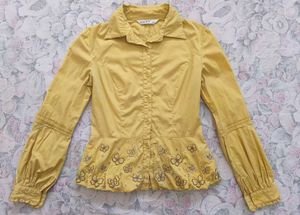 Yellow Butterfly Peplum Blouse