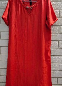 KAZO Orange Longline Side-Slit Tunic