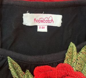 Hopscotch Girls Cotton Solid Top Pant Set In Black