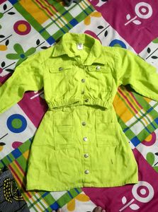 Neon Green Skirt and Jacket Set