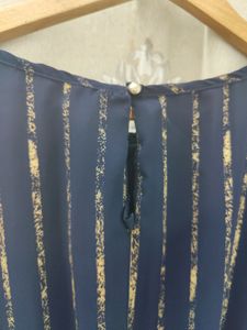 Sztori Blue &amp; Gold Striped Formal Dress